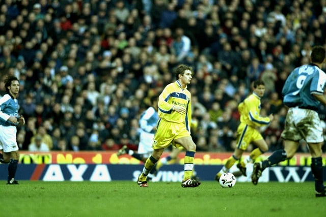 Stephen McPhail in action during Leeds United's FA Cup fourth round clash against Manchester United played at Maine Road in January 2000. The Whites won 5-2.