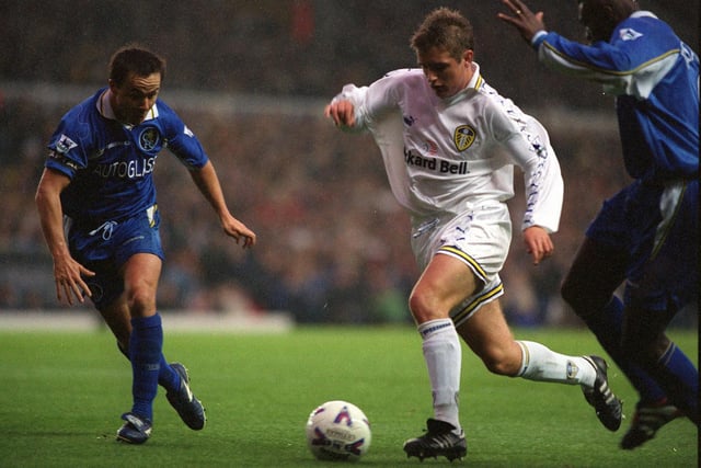Steve McPhail runs at Denis Wise during Leeds United's Premier League clash against Chelsea in October 1998. The game finished goalless.