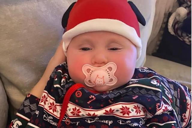 Amy Lilley said: "My three month old Poppy getting ready for Christmas in our matching pjs."