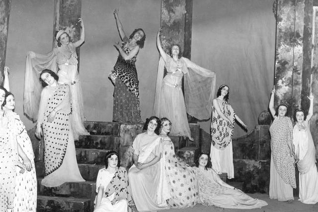 Members of the Leeds Sylvians strike a pose for the camera. The amateur theatrical group performed at Leeds Grand Theatre in November 1938. Proceeds were donated to Boots for the Bairns.