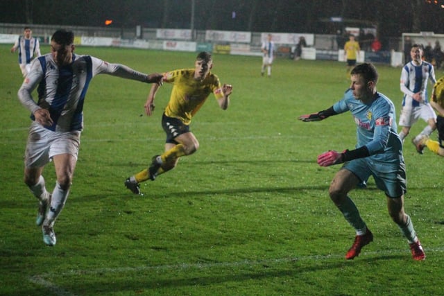 Striker Joe Walton scored Liversedge's opening goal as they went on to win 2-0 at Tadcaster Albion to make it 14 wins from 15 league games this season. Picture: Keith Handley