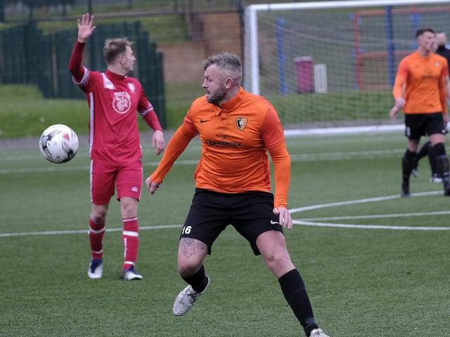 Edgehill's Sean Exley in action against Newlands in the Scarborough Saturday League first division.
Photos by Richard Ponter