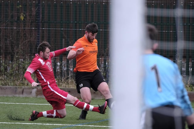 Action from Newlands' 3-1 win at Edgehill in the Scarborough Saturday League first division.

Photos by Richard Ponter