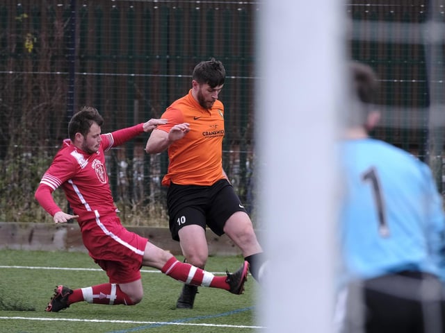 Action from Newlands' 3-1 win at Edgehill in the Scarborough Saturday League first division.
Photos by Richard Ponter
