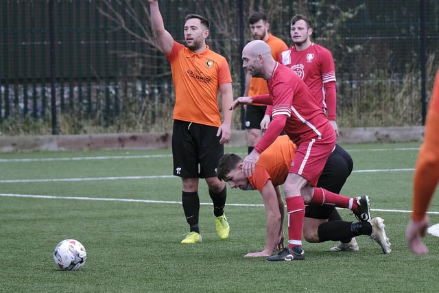 Newlands' Jamie Gallagher pushes on in the win at Edgehill in the Scarborough Saturday League first division.

Photos by Richard Ponter