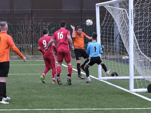 Edgehill go close in the Scarborough Saturday League first division game at home to Newlands.
Photos by Richard Ponter