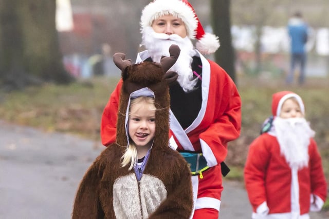A young runner diverged from the Santa theme