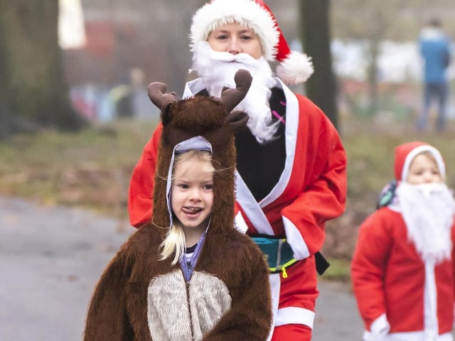 A young runner diverged from the Santa theme