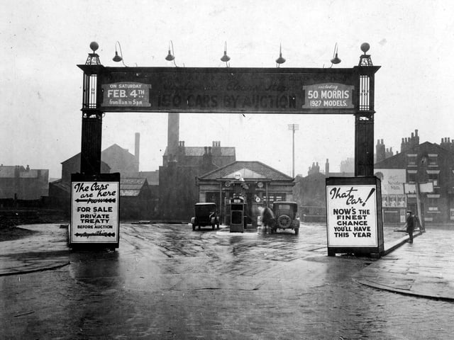 A view looking onto Appleyard of Leeds Ltd. garage on North Street at Sheepscar in February 1928.