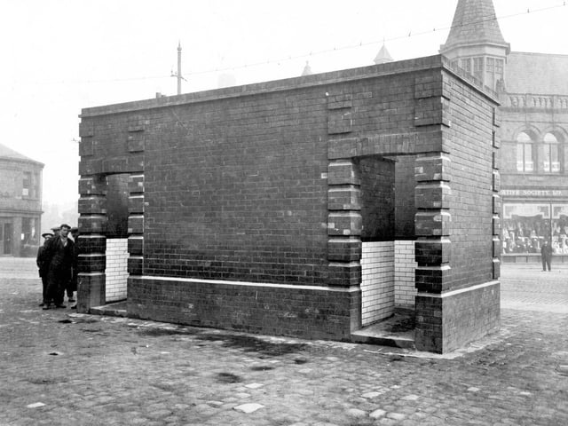 The toilet on Church Street in April 1927. Co-operative Society Ltd can be seen on right. On junction with Grove Road.