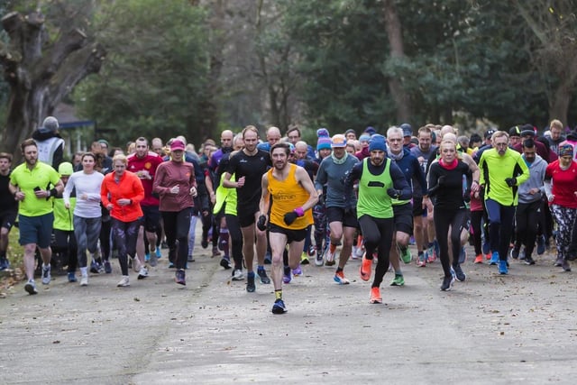 Runners set off on the Dewsbury Parkrun.