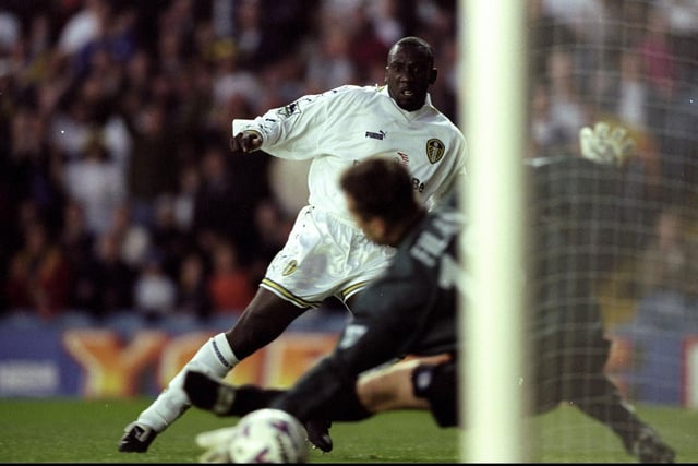 Jimmy Floyd-Hasselbaink beats Blackburn Rovers goalkeeper John Filan to score the only goal in the Premiership clash at Elland Road in August 1998.