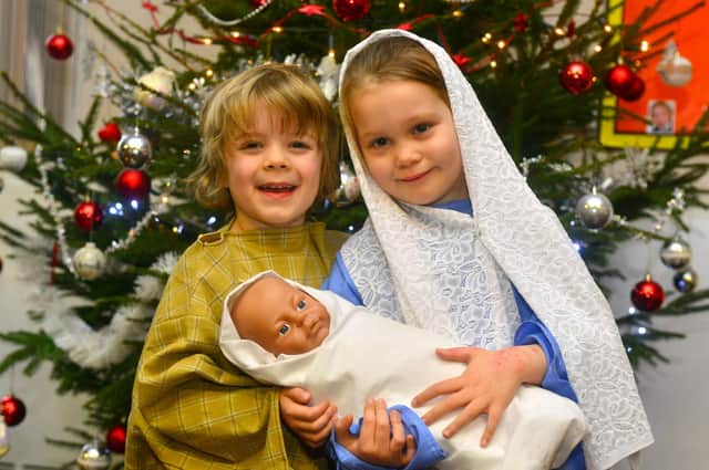 Maxwell Maughan and Amelia Lamb in the nativity at Battyeford Primary School in 2014