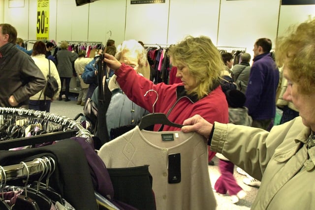 Shopping for clothes in a sale at C&A in 2001