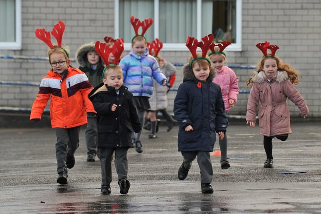 Pupils wore antlers as they ran through the playground