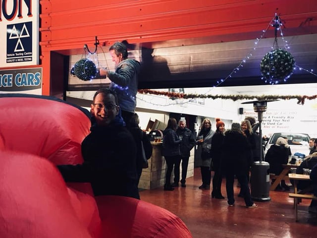 Penwortham Garage also opened its doors to support the Christmas Markets, with the garage featuring a giant inflatable Father Christmas and a pop-up pub for Preston-based Beer Brothers Brewing Co. Pic credit: Beer Brothers Brewing Co.