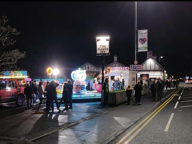 Children enjoy the amusement rides in the Fleece pub car park. Pic credit: Stephen Murtagh