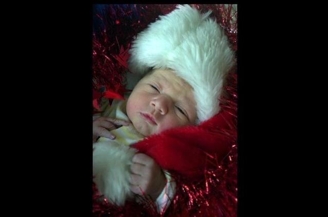 Christmas baby Lewis Gardner who was born at Sharoe Green Hopsital in Fulwood, Preston