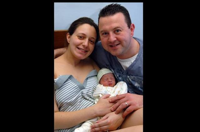 Amy Scott and Steve Hancock from Clayton-le-Woods with baby Owen, born at 7am weighing 5lb 10oz