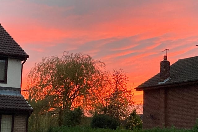 Evening red sky from Lofthouse Gate, by Alan Barnes