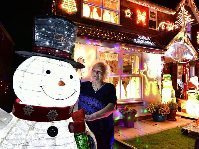 Dawn Jackson with her festive lights.