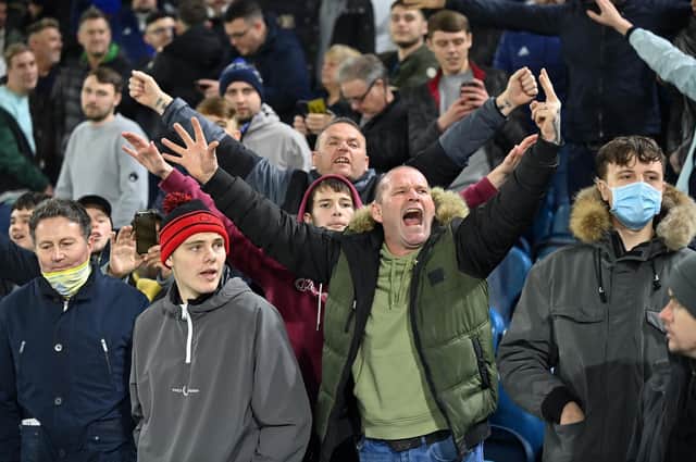 Leeds United fans singing during the Whites' 4-1 defeat at Elland Road.