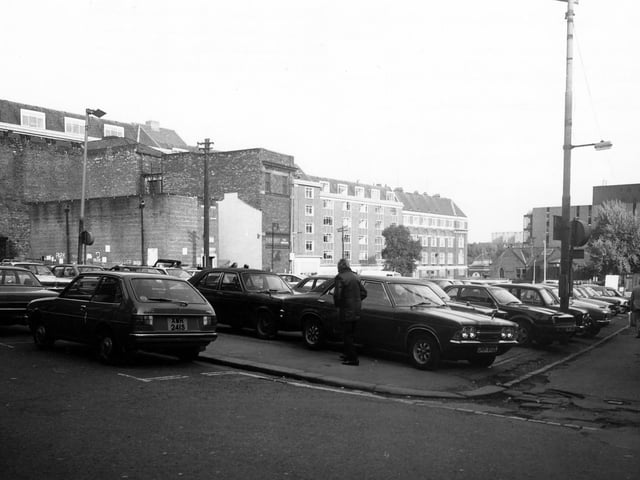 Harewood Street showing the Central Car Park in the foreground in January 1980.
