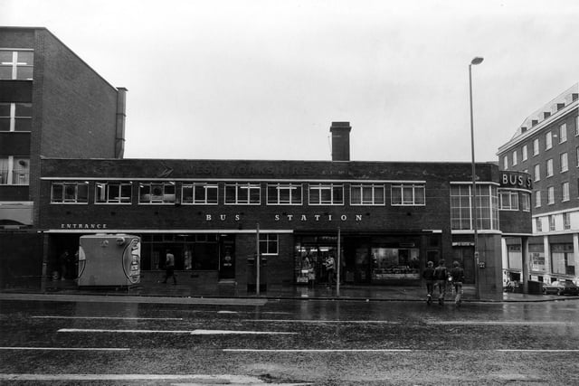 The bus station on Vicar Lane pictured in October 1980. It opened in 1936/37 and closed on in March 1990 when all bus services were transferred to the Central Bus Station. Part of the premises is occupied by Buckle's newsagents. The junction with Lady Lane can be seen on the right.
