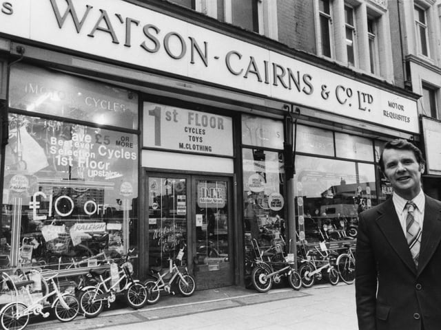 Did you buy a bike from here back in the day? Watson Cairns on Lower Briggate. Pictured is managing director Jim Cairns outside the shop in June 1980.