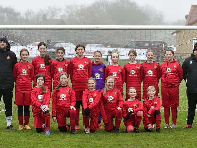 Scarborough Ladies U12s line up before their game at home to Bishopthorpe