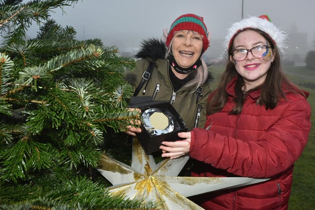 Lorraine Prest and Leanor Bright with the Sian Waterhouse Award at the Team Reece Winter Wonderland.