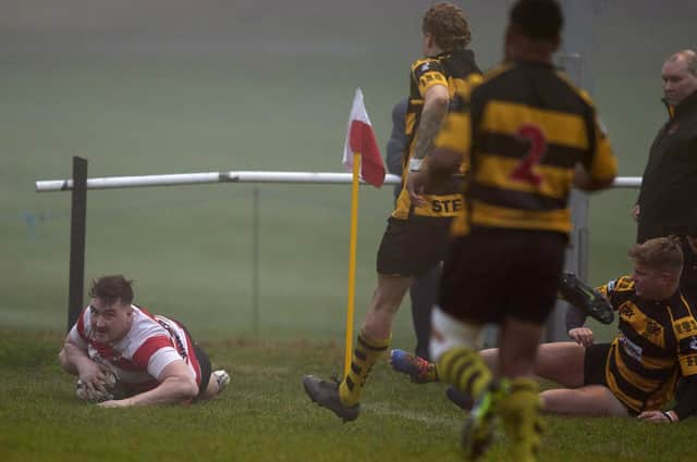 Try time for Cleckheaton in their 34-7 win over Consett. Picture: John Clifton