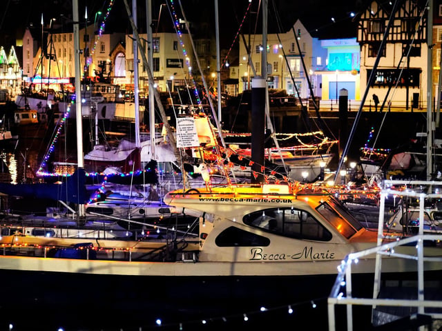 Lights on the harbour boats.