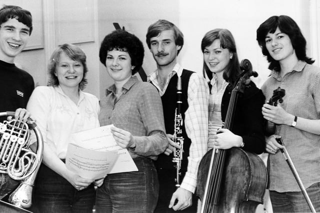 The City of Leeds College of Music symphony orchestra were preparing ton stage a concert at Leeds Town Hall in June 1981. Pictured are soloists at rehearsal, from left, Paul Gardham, Janice Close, Rosemary Hay, Neil Atkinson and Sarah Lyle.