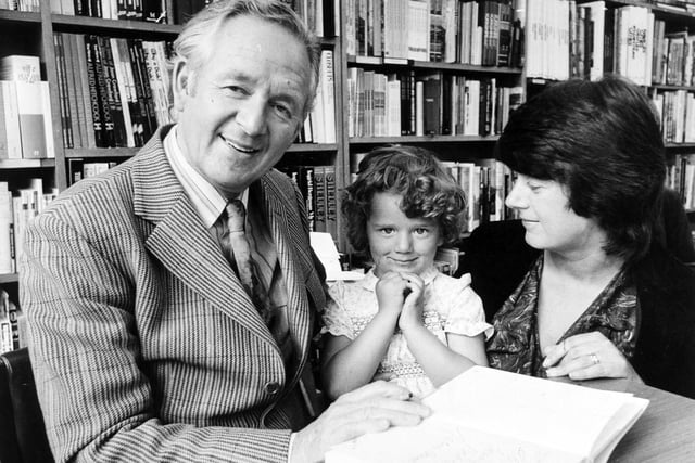 Writer James Herriot was at Austicks bookshop on The Headrow in June 1981 signing copies of his latest book 'The Lord God made Them All'. He is pictured with  Jennifer Tonks and her daughter, Carolyn.