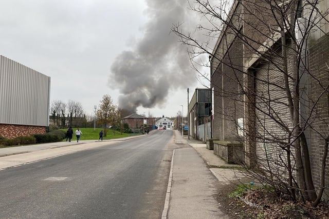 Smoke can be seen for miles across Leeds