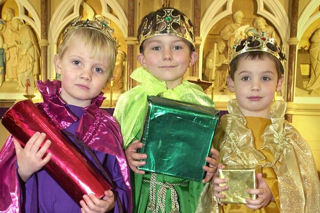 Nativity at St Joseph's Catholic Primary School in Wesham.
The Three Kings L-R: Simon Bunn, Liam Tillett and five year-old Thomas Thain, 2001