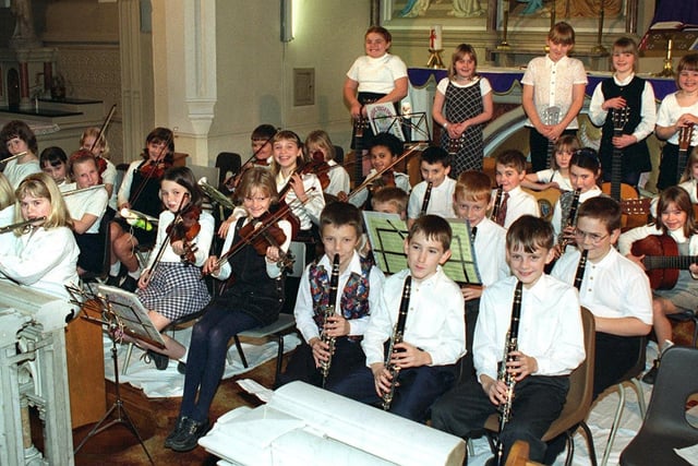 The orchestra  from St. Josephs RC Primary School, Wesham, Nativity Play - "The Gigantic Star", 1997