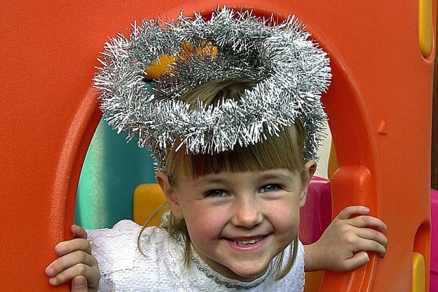Leonie Sutcliffe who played the Angel at Strike Lane Primary School Nativity in Freckleton, 2001