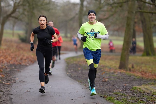 Runners alongside each other on the Thornes Park course.
