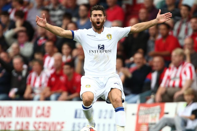 Mirco Antenucci reacts to a decision during Leeds United's Championship clash against Brentford at Griffin Park in September 2014.
