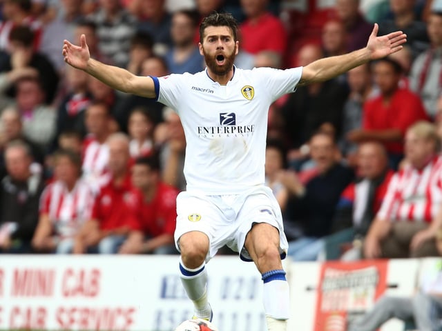 Mirco Antenucci reacts to a decision during Leeds United's Championship clash against Brentford at Griffin Park in September 2014.