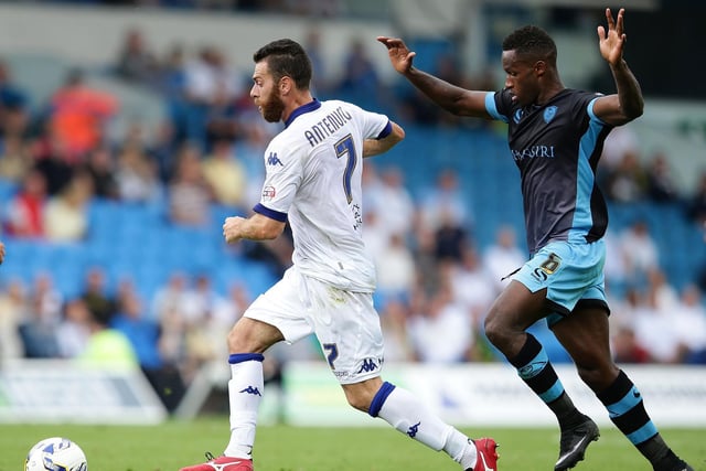 Mirco Antenucci holds off Sheffield Wednesday's Jose Semedo during the Championship clash at Elland Road in August 2015.