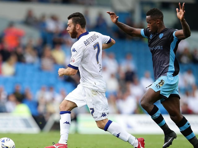 Mirco Antenucci holds off Sheffield Wednesday's Jose Semedo during the Championship clash at Elland Road in August 2015.