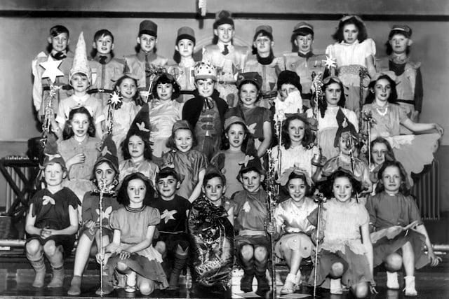 Children from Barley Hill Road School who took part in a Christmas concert around 1949 or 1950. The photograph was supplied by Marjorie Dobbins, who names the pupils as, top row, left to right, Colin Mountford, Kenneth Todd, John Hemsworth, Keith Warner, Ralph Panther, Keith Dale, Tony Norman, Molly Johnson, Gerald Harrison. Second row, left to right, Susan Holinrake, Josephine Balderson, Dorothy Richardson, Christopher Rossall, Irene Wilkinson, Stephen Bullough, Valerie Walker, Pat Stout. Third row, left to right, Norma Sneyd, Muriel Lambert, Sylvia Brown, Pat Benton, Sandra Smith, Graham Wilson, Mavis Hands; Bottom row, left to right, Michael Frost, Phyllis Kemp, Pamela Capper, Brian Jubb, Kenneth Moot, Brian Wheatley, Margaret Firth, Marjorie Hill, Avril Rumford.