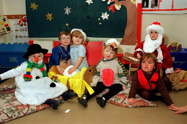 Patients at Leeds General Infirmary staged a nativity in December 1997. Pictured, from left, are Holly Wade, Daniel Smith, Megan Evans, Hannah Benson, Hannah Sparks and Caitlin Gaston.