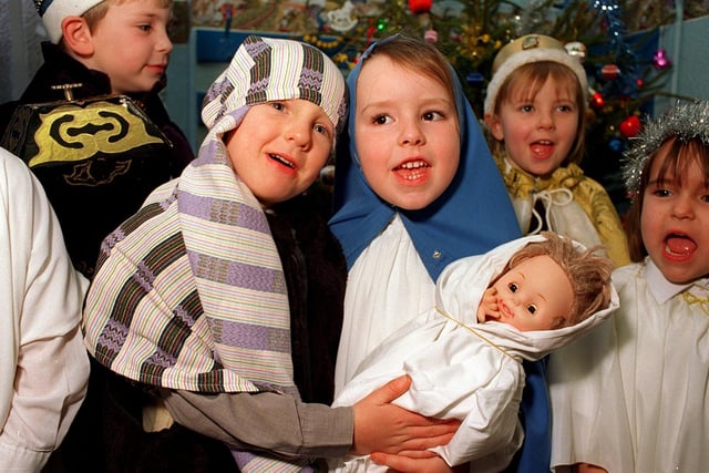 The nativity at Fulneck School in December 1996. Pictured are Joseph Donlan and Mary-Emma Carson.