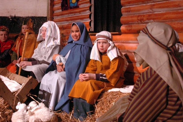 A nativity in a barn at Meanwood Valley Urban Farm in December 2006.