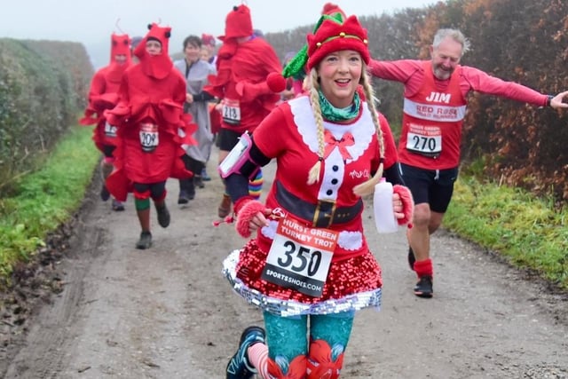 There were some great seasonal fancy dress outfits at this year's Hurst Green Turkey Trot. Picture by David Belshaw