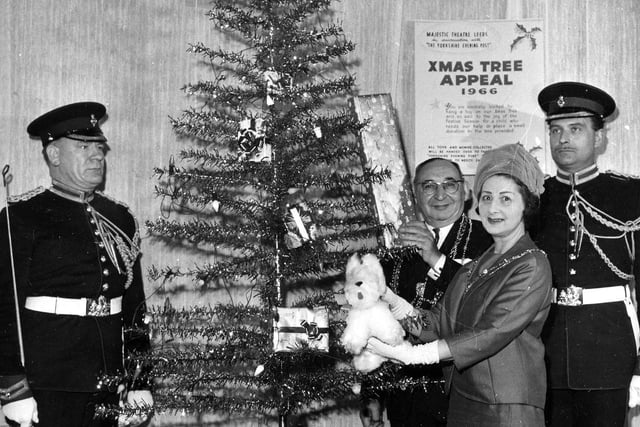 December 1966 and The Lord Mayor and Lady Mayoress of Leeds, Alderman Joshua S. Walsh and his wife, attended the launch of the YEP's Christmas Toy Appeal. It invited people to place a toy on the Christmas tree to be given to children in need.